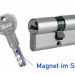 Schließsystem ISEO GERA R6mc - Schließzylinder und Schlüssel. Magnet im Schlüssel.